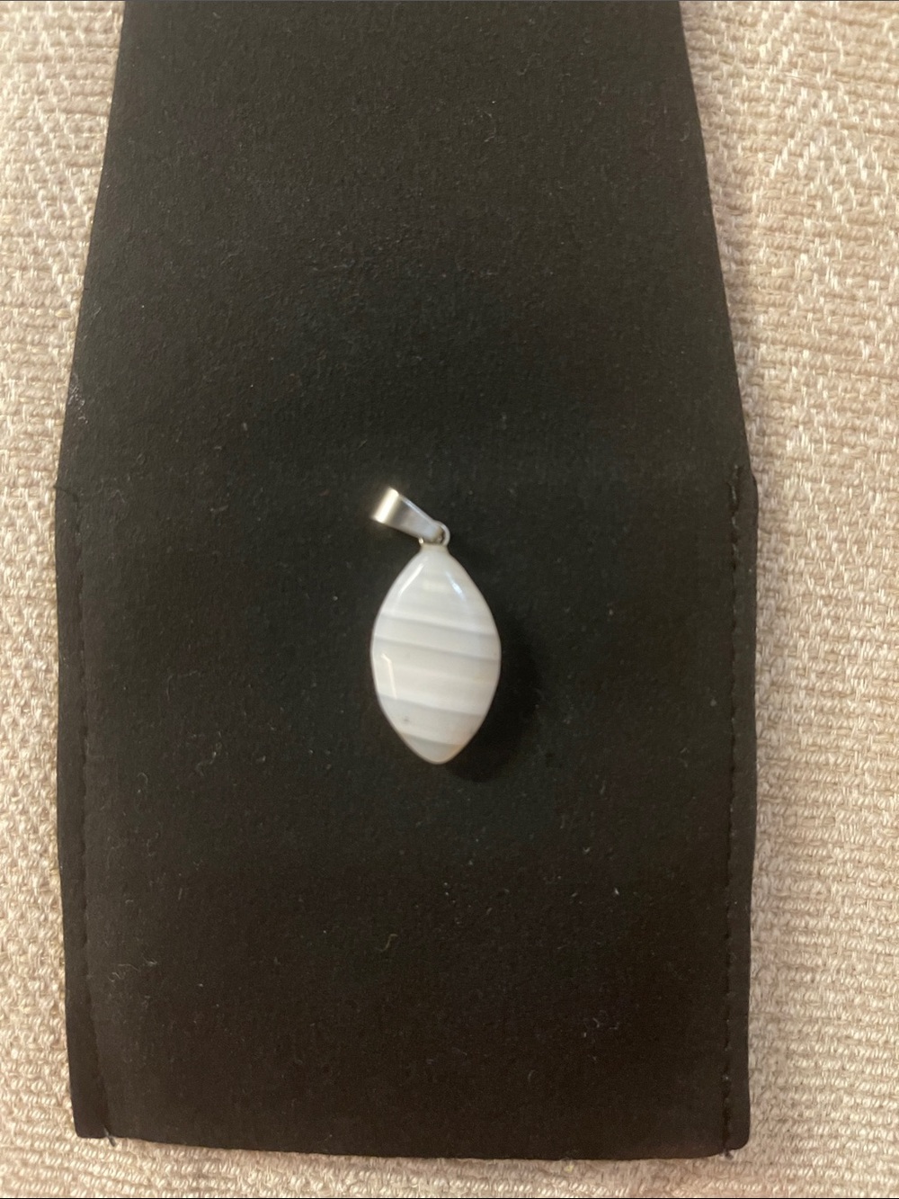 Sterling Silver White Striped Agate Pendant